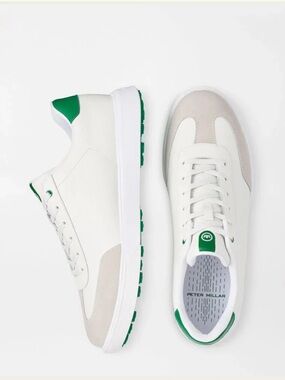 NEW Peter Millar Drift Leather Hybrid Course Golf Shoe: White/Fairway (Size 13)